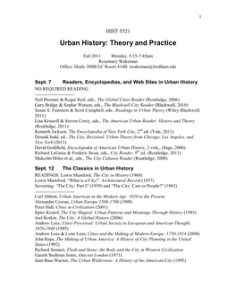 Urban History: Theory and Practice