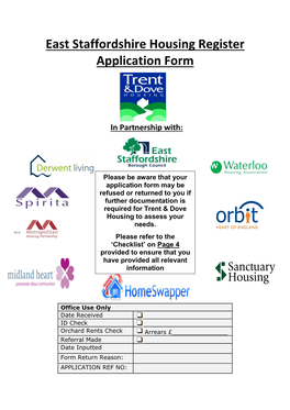 East Staffordshire Housing Register Application Form