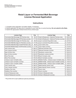 Retail Liquor Or Fermented Malt Beverage License Renewal Application