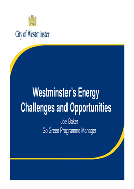 Westminster's Energy Challenges and Opportunities