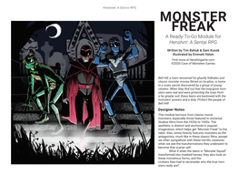 MONSTER FREAK a Ready-To-Go Module for Henshin!: a Sentai RPG