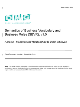 Semantics of Business Vocabulary and Business Rules (SBVR), V1.5