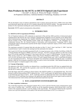 Data Products for the OCTL to OICETS Optical Link Experiment J