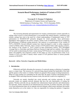 Scenario Based Performance Analysis of Variants of TCP Using NS2-Simulator