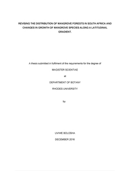 Revising the Distribution of Mangrove Forests in South Africa and Changes in Growth of Mangrove Species Along a Latitudinal Gradient