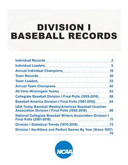 Division I Baseball Records