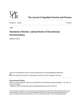 Standards of Review: Judicial Review of Discretionary Decisionmaking