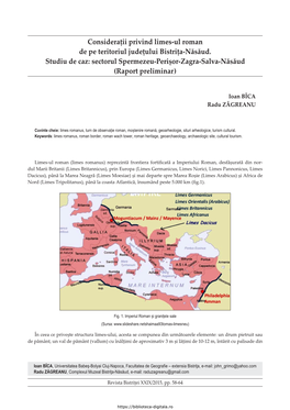 Consideraţii Privind Limes-Ul Roman De Pe Teritoriul Judeţului Bistriţa-Năsăud. Studiu De Caz: Sectorul Spermezeu-Perişor