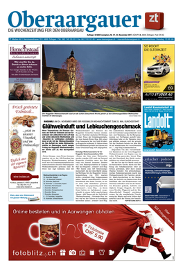 Oberaargauer DIE WOCHENZEITUNG FÜR DEN OBERAARGAU Auflage: 32600 Exemplare, Nr.47, 23