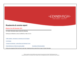 Roadworks & Events Report