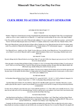Minecraft That You Can Play for Free