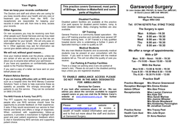 Garswood Surgery How We Keep Your Records Confidential of Billinge, Ashton-In-Makerfield and Some Dr John Holden (MD, FRCGP), Dr Helen Parr (MRCGP)