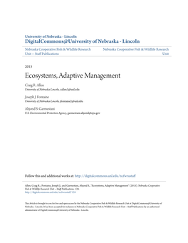 Ecosystems, Adaptive Management Craig R