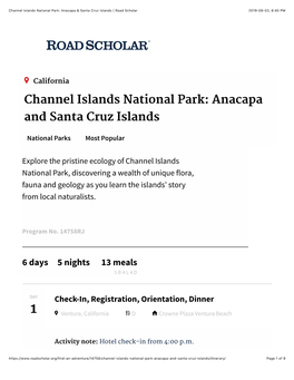 Channel Islands National Park: Anacapa & Santa Cruz Islands | Road Scholar