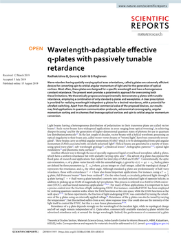 Wavelength-Adaptable Effective Q-Plates with Passively Tunable