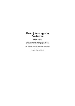 Overlijdensregister Per Plaats