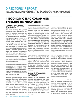 I. Economic Backdrop and Banking Environment