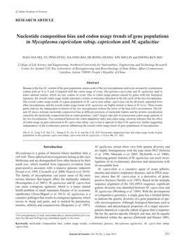 Nucleotide Composition Bias and Codon Usage Trends of Gene Populations in Mycoplasma Capricolum Subsp