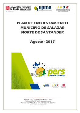 Plan De Encuestamiento Municipio De Salazar Norte De Santander