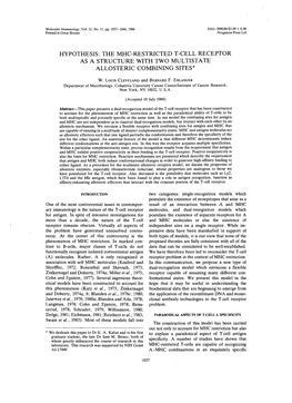 Hypothesis: the Mhc-Restricted T-Cell Receptor As a Structure with Two Multistate Allosteric Combining Sites*