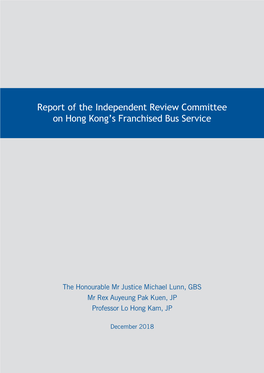 Report of the Independent Review Committee on Hong Kong's