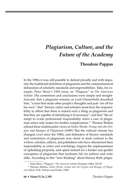 Plagiarism, Culture, and the Future of the Academy