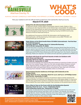 Whats Good Events Guide March 11-17 Gainesville and Alachua