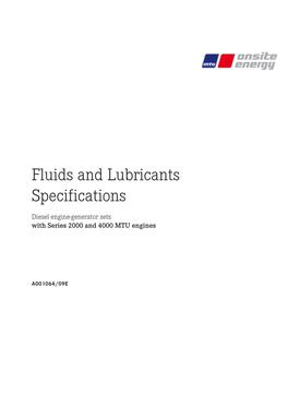 Fluids and Lubricants Specifications Diesel Engine-Generator Sets