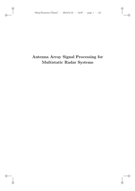 Antenna Array Signal Processing for Multistatic Radar Systems