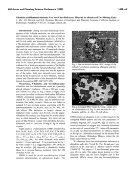 Allendeite and Hexamolybdenum: Two New Ultra-Refractory Minerals in Allende and Two Missing Links C