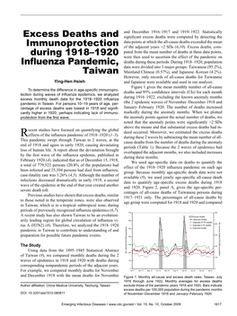 Excess Deaths and Immunoprotection During 1918–1920 Influenza