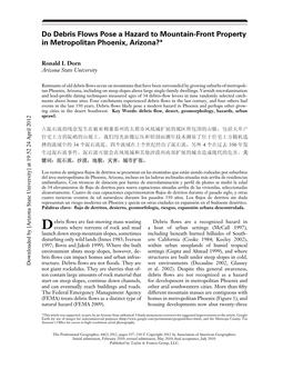 Do Debris Flows Pose a Hazard to Mountain-Front Property in Metropolitan Phoenix, Arizona?∗