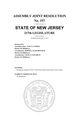 ASSEMBLY JOINT RESOLUTION No. 157