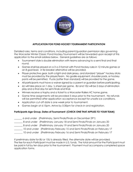 Application for Pond Hockey Tournament Participation