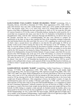 The Olympic Dictionary 97 KAHANAMOKU PAOA KAHINU