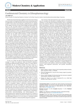 Combinatorial Chemistry in Ethnopharmacology