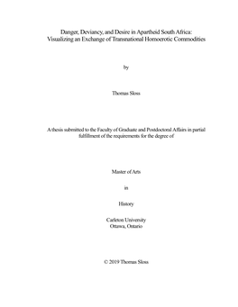 Danger, Deviancy, and Desire in Apartheid South Africa: Visualizing an Exchange of Transnational Homoerotic Commodities