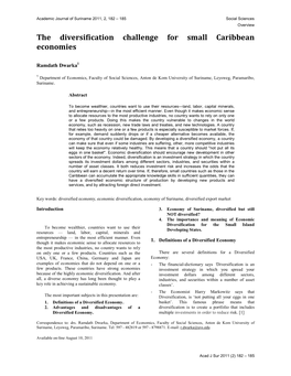 Diversification of Caribbean Economies