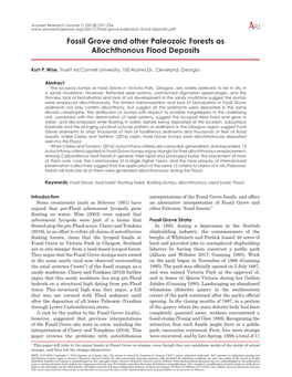 Fossil Grove and Other Paleozoic Forests As Allochthonous Flood Deposits