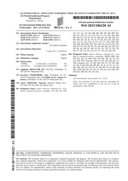 WO 2013/186220 Al 19 December 2013 (19.12.2013) P O P C T