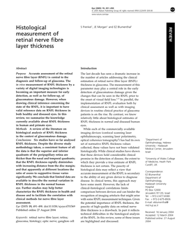 Histological Measurement of Retinal Nerve Fibre Layer Thickness