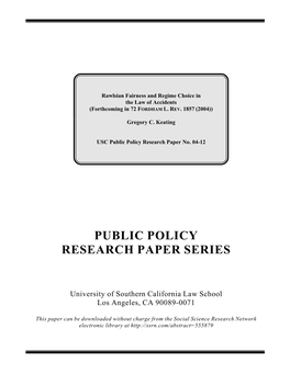 Public Policy Research Paper Series