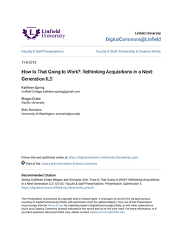 Rethinking Acquisitions in a Next-Generation ILS