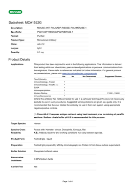 Datasheet: MCA1522G Product Details