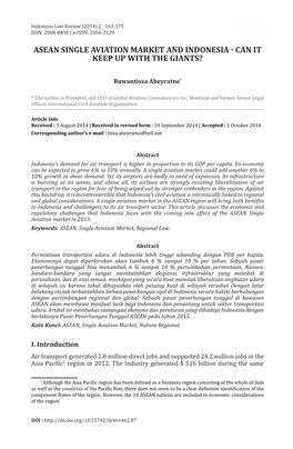 Asean Single Aviation Market and Indonesia - Can It Keep up with the Giants?