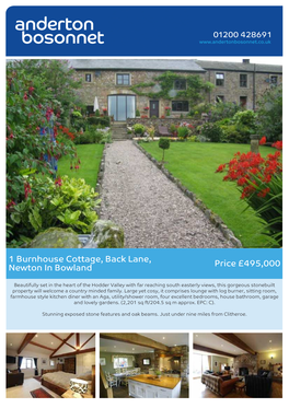 1 Burnhouse Cottage, Back Lane, Newton in Bowland Price £495,000