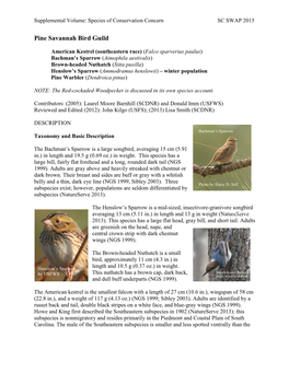 Species of Conservation Concern SC SWAP 2015