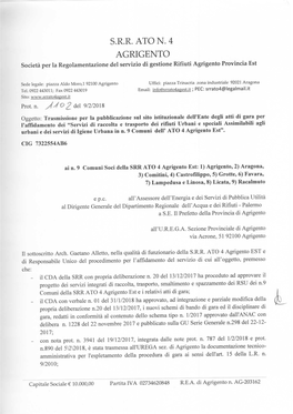 S.R.R. AIO N. 4 AGRIGENTO Società Per La Regolamentazione Del Servizio Di Gestione Rifiuti Agrigento Provincia Est