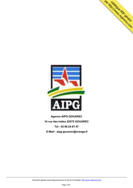 Catalogue Immobilier De Agence AIPG GOUAREC