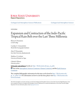 Expansion and Contraction of the Indo-Pacific Tropical Rain Belt Over the Last Three Millennia Rhawn F